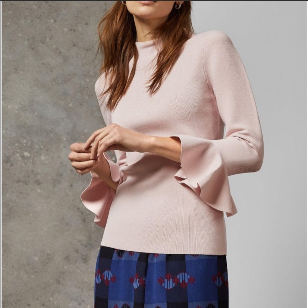 Ted Baker London Brinlo Frill Sleeve Sweater pink NWT Size 4